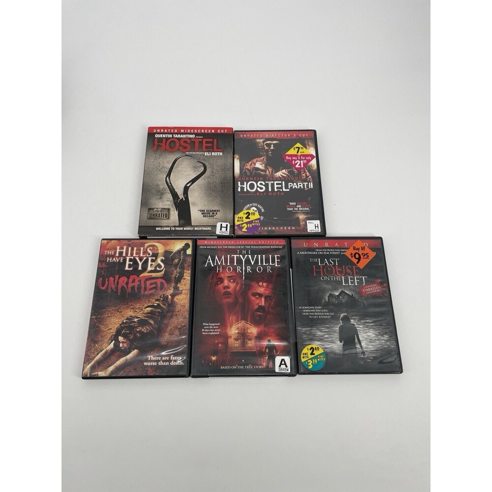 Hostel 1 & 2 Last House Hills Have Eyes 2 Amityville Horror Unrated DVD Lot of 5